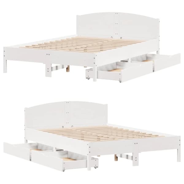 vidaXL Sengeramme uten madrass hvit 120x200 cm heltre furu