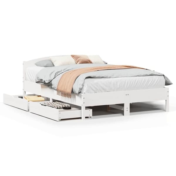 vidaXL Sengeramme uten madrass hvit 140x190 cm heltre furu