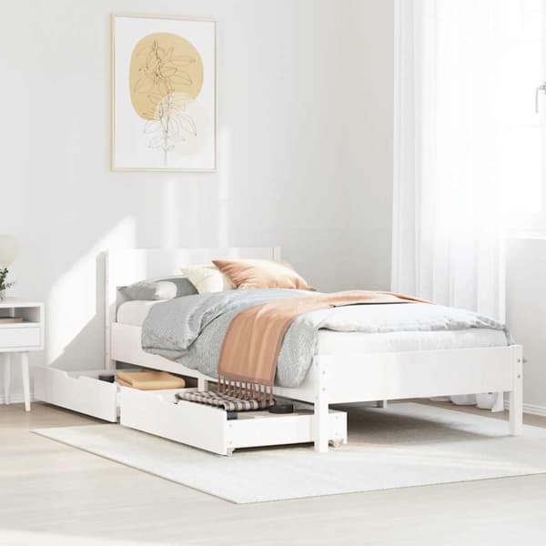 vidaXL Sengeramme uten madrass hvit 90x190 cm heltre furu