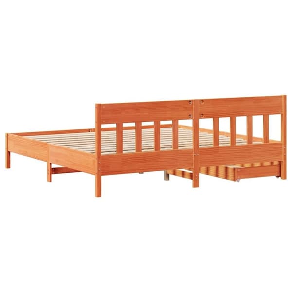 vidaXL Sengeramme uten madrass voksbrun 180x200 cm heltre furu