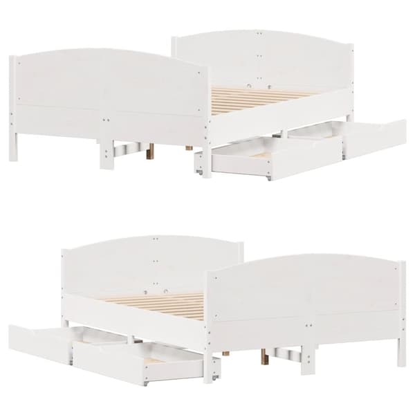 vidaXL Sengeramme uten madrass hvit 135x190 cm heltre furu