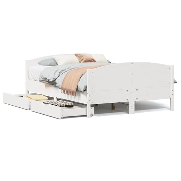 vidaXL Sengeramme uten madrass hvit 135x190 cm heltre furu