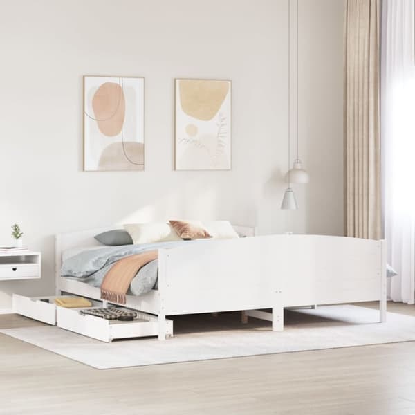 vidaXL sengeramme uden madras 180x200 cm massivt fyrretræ hvid