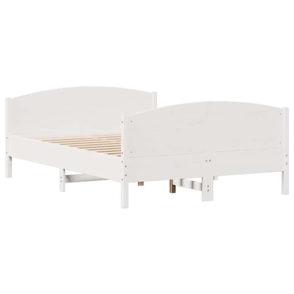 vidaXL sengeramme uden madras 135x190 cm massivt fyrretræ hvid