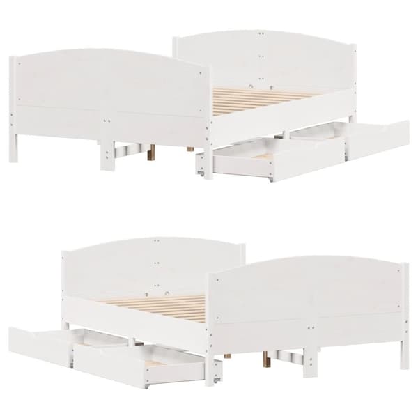 vidaXL sengeramme uden madras 135x190 cm massivt fyrretræ hvid