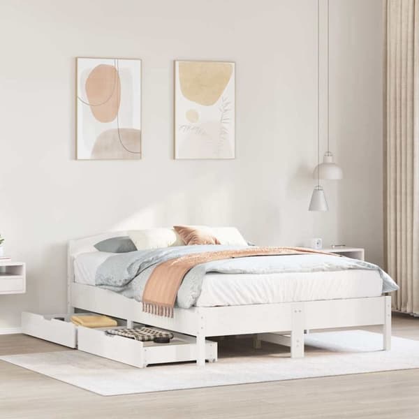 vidaXL sengeramme uden madras 160x200 cm massivt fyrretræ hvid