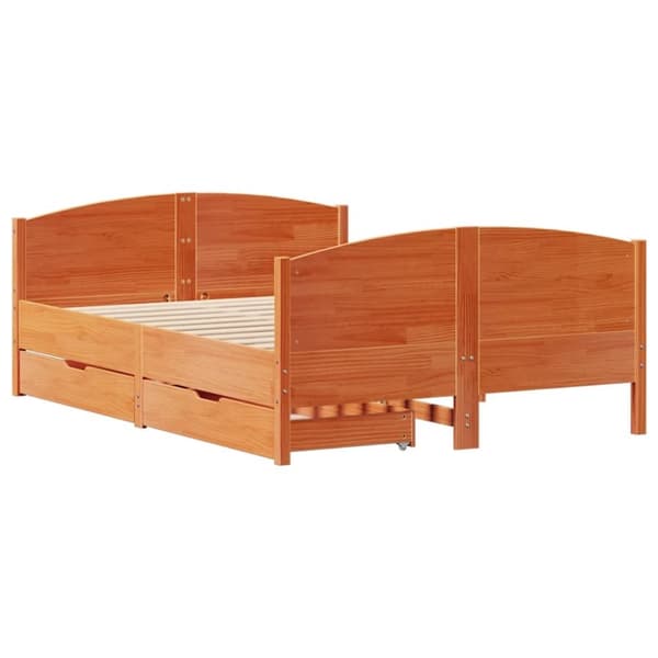 vidaXL sengeramme uden madras 135x190 cm massivt fyrretræ brun