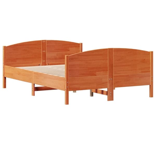 vidaXL sengeramme uden madras 135x190 cm massivt fyrretræ brun