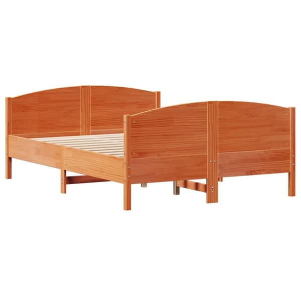 vidaXL sengeramme uden madras 135x190 cm massivt fyrretræ brun