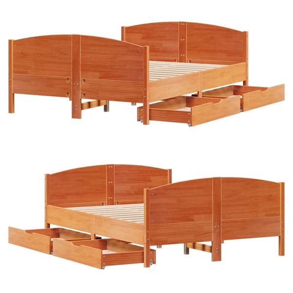 vidaXL sengeramme uden madras 135x190 cm massivt fyrretræ brun