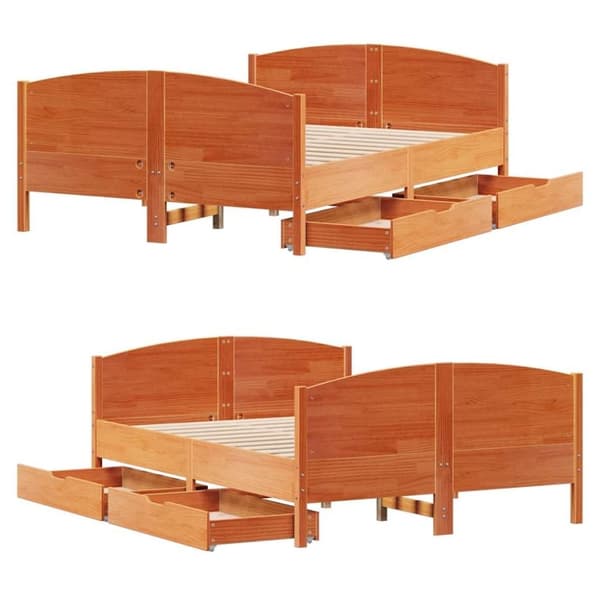 vidaXL sengeramme uden madras 120x190 cm massivt fyrretræ gyldenbrun