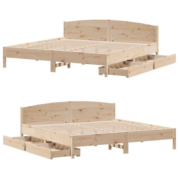 vidaXL sengeramme uden madras 200x200 cm massivt fyrretræ