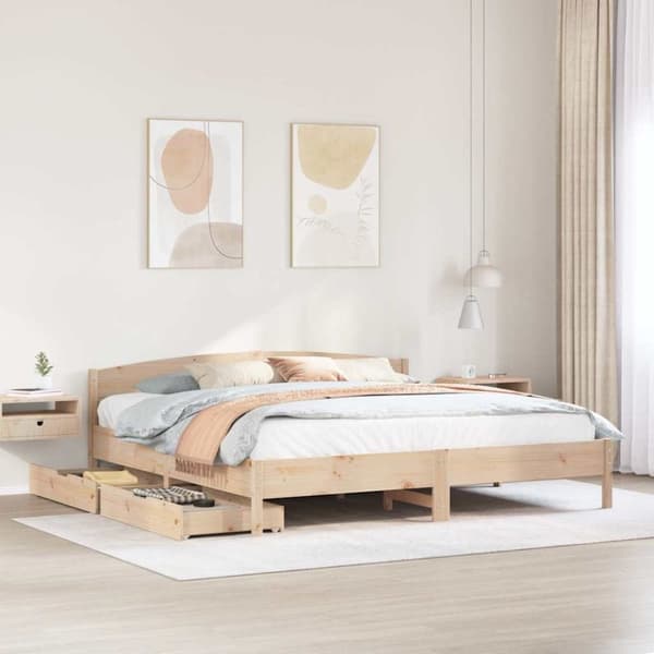 vidaXL sengeramme uden madras 200x200 cm massivt fyrretræ