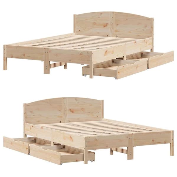 vidaXL sengeramme uden madras 140x190 cm massivt fyrretræ