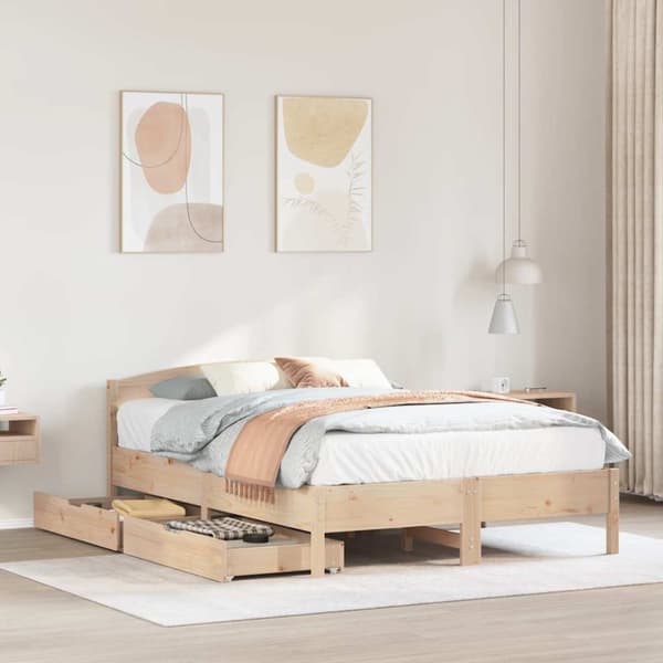 vidaXL sengeramme uden madras 140x190 cm massivt fyrretræ