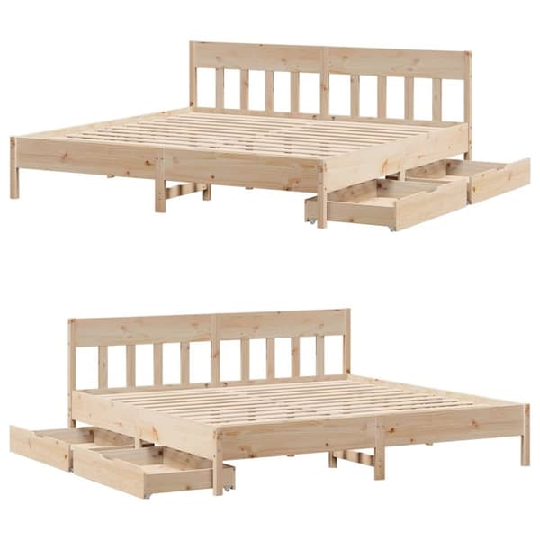 vidaXL Sengeramme uten madrass 180x200 cm heltre furu