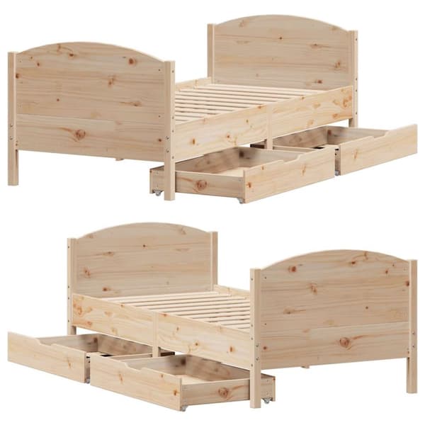 vidaXL Sengeramme uten madrass 90x190 cm heltre furu