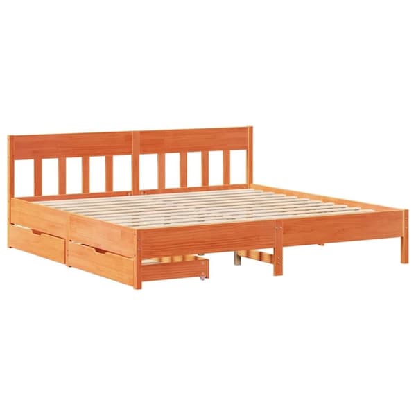 vidaXL Sengeramme uten madrass voksbrun 200x200 cm heltre furu