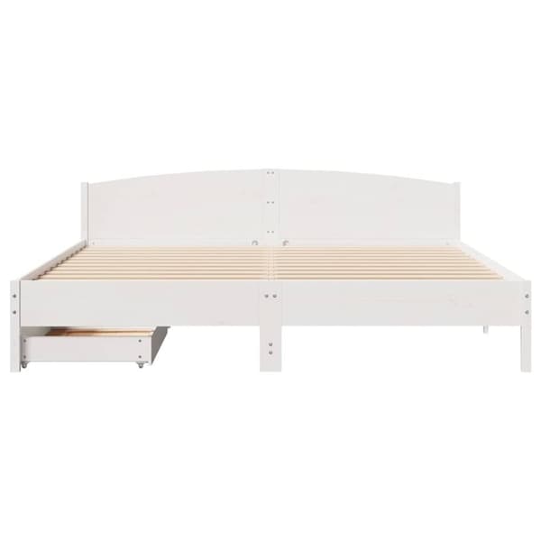 vidaXL Sängynrunko ilman patjaa valkoinen 180x200 cm täysi mänty