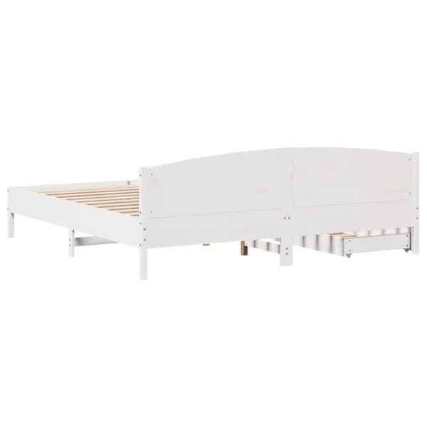 vidaXL Sängynrunko ilman patjaa valkoinen 180x200 cm täysi mänty