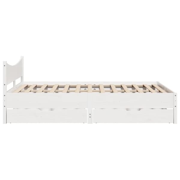 vidaXL Sengeramme med skuffer hvit 135x190 cm heltre furu