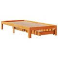 Miniatyrbilde 9 av 11: vidaXL Sengeramme med skuffer voksbrun 90x200 cm heltre furu