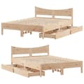 Miniatyrbilde 10 av 11: vidaXL Sengeramme med skuffer 120x190 cm heltre furu