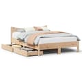 Miniatyrbilde 2 av 11: vidaXL Sengeramme med skuffer 120x190 cm heltre furu