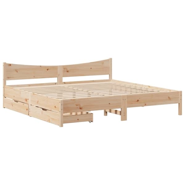 vidaXL Sängynrunko laatikoilla 200x200 cm täysi mänty