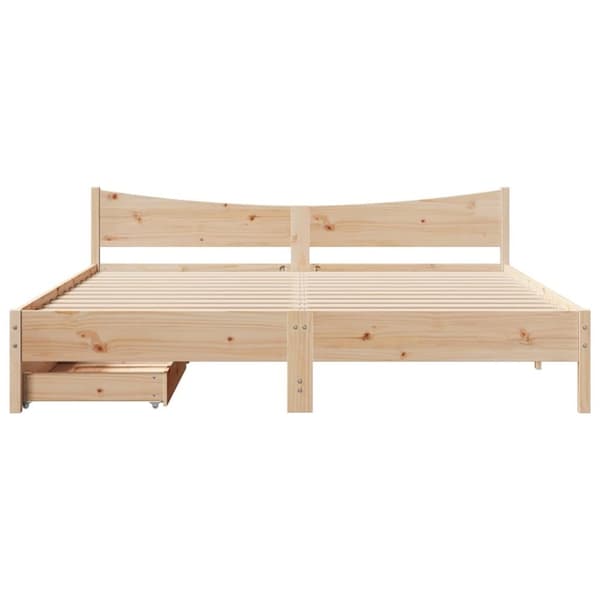 vidaXL Sängynrunko laatikoilla 200x200 cm täysi mänty