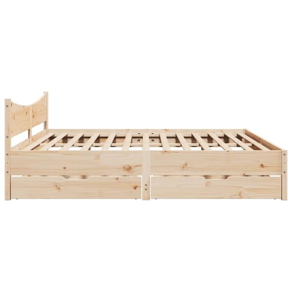 vidaXL Sängynrunko laatikoilla 200x200 cm täysi mänty