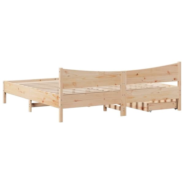 vidaXL Sängynrunko laatikoilla 200x200 cm täysi mänty