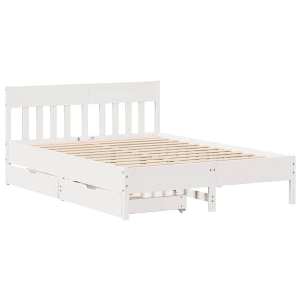 vidaXL sengeramme uden madras 140x190 cm massivt fyrretræ hvid
