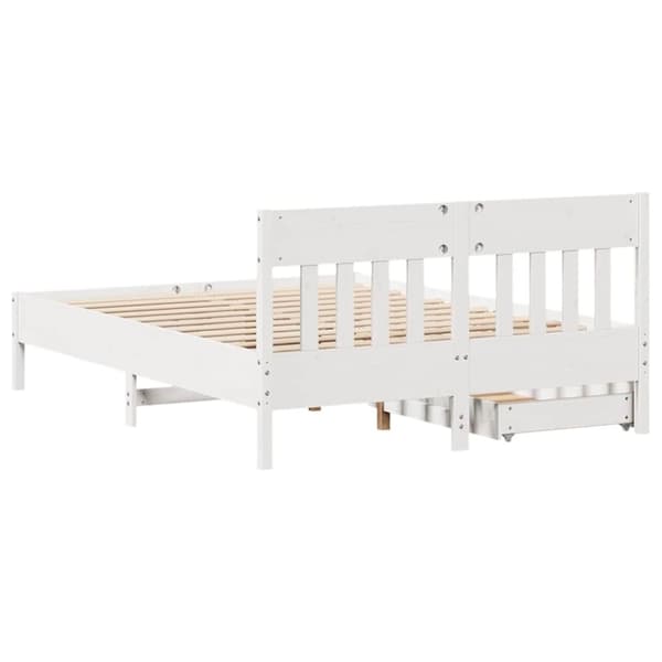 vidaXL sengeramme uden madras 140x190 cm massivt fyrretræ hvid