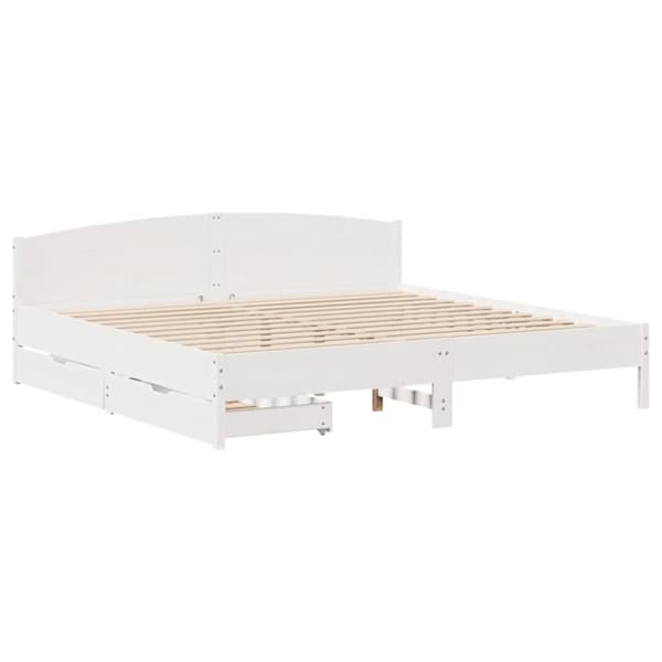 vidaXL sengeramme uden madras 200x200 cm massivt fyrretræ hvid