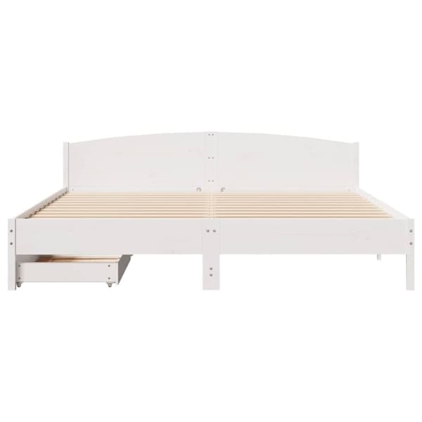 vidaXL sengeramme uden madras 200x200 cm massivt fyrretræ hvid