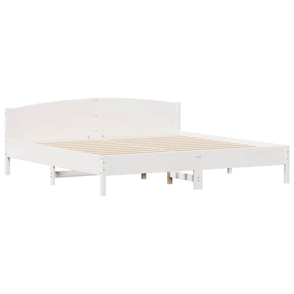 vidaXL sengeramme uden madras 200x200 cm massivt fyrretræ hvid