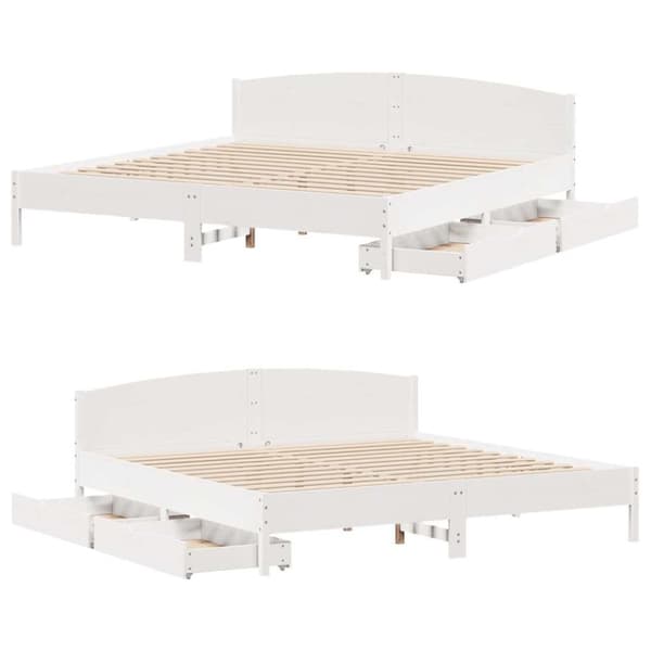 vidaXL sengeramme uden madras 200x200 cm massivt fyrretræ hvid