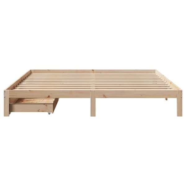 vidaXL sengeramme med skuffer 200x200 cm massivt fyrretræ