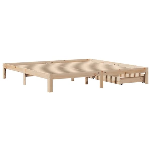 vidaXL sengeramme med skuffer 200x200 cm massivt fyrretræ