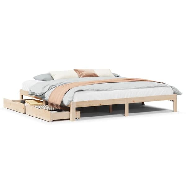 vidaXL sengeramme med skuffer 200x200 cm massivt fyrretræ
