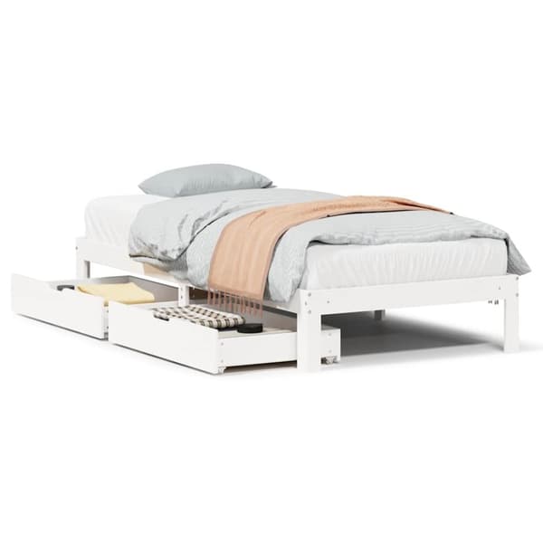 vidaXL sengeramme med skuffer 90x190 cm massivt fyrretræ hvid