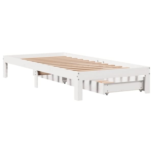 vidaXL sengeramme med skuffer 90x190 cm massivt fyrretræ hvid