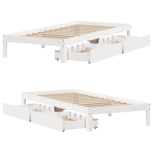 vidaXL sengeramme med skuffer 90x190 cm massivt fyrretræ hvid