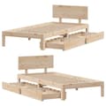 Miniatyrbilde 10 av 11: vidaXL Sengeramme med skuffer 75x190 cm heltre furu