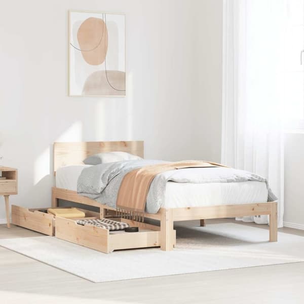 vidaXL Sengeramme med skuffer 75x190 cm heltre furu