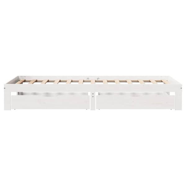 vidaXL Sengeramme med skuffer hvit 75x190 cm heltre furu