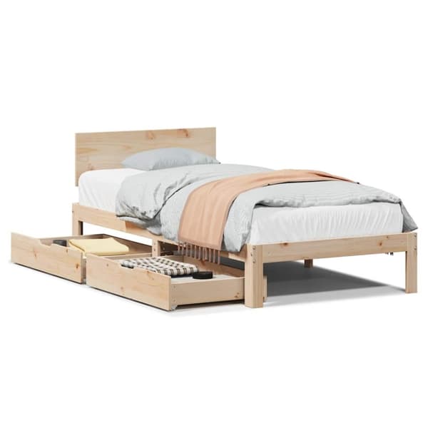 vidaXL sengeramme med skuffer 90x190 cm massivt fyr