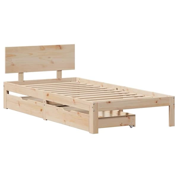vidaXL sengeramme med skuffer 90x190 cm massivt fyr