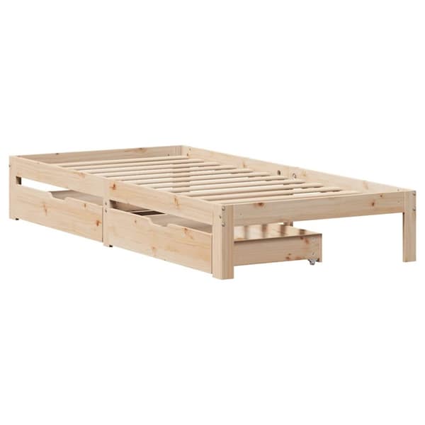 vidaXL Sengeramme med skuffer 75x190 cm heltre furu